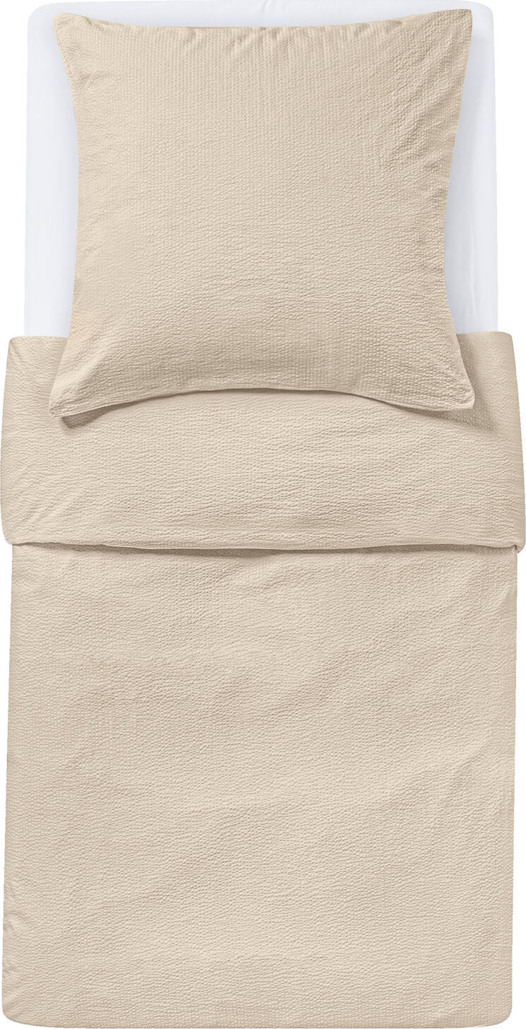 Husa pentru plapuma ERWIN M. LUSINI Avellino, 100% Bumbac Seersucker, 155 x 220 cm, Bej, Fara Calcat, Respirabila, Certificare OEKO-TEX Standard 100
