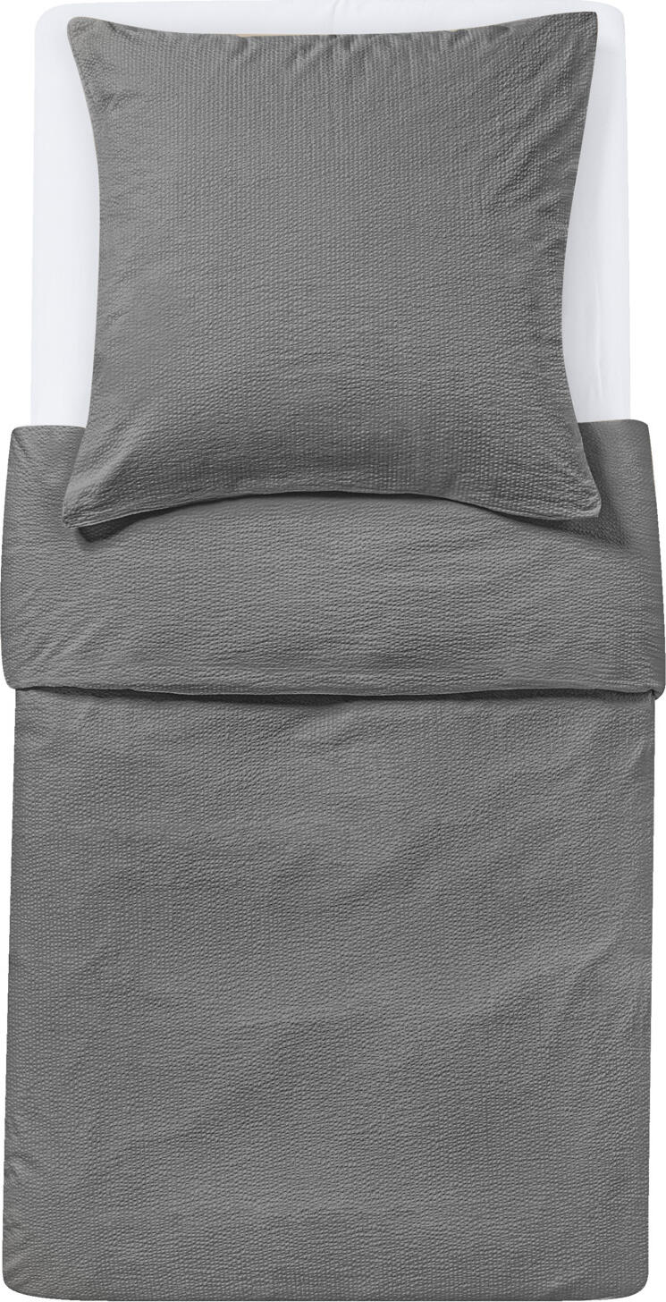 ERWIN M. LUSINI Avellino Duvet Cover, 100% Cotton Woven Seersucker, 140x200 cm, Grey, Non-Iron, Breathable, OEKO-TEX Standard 100