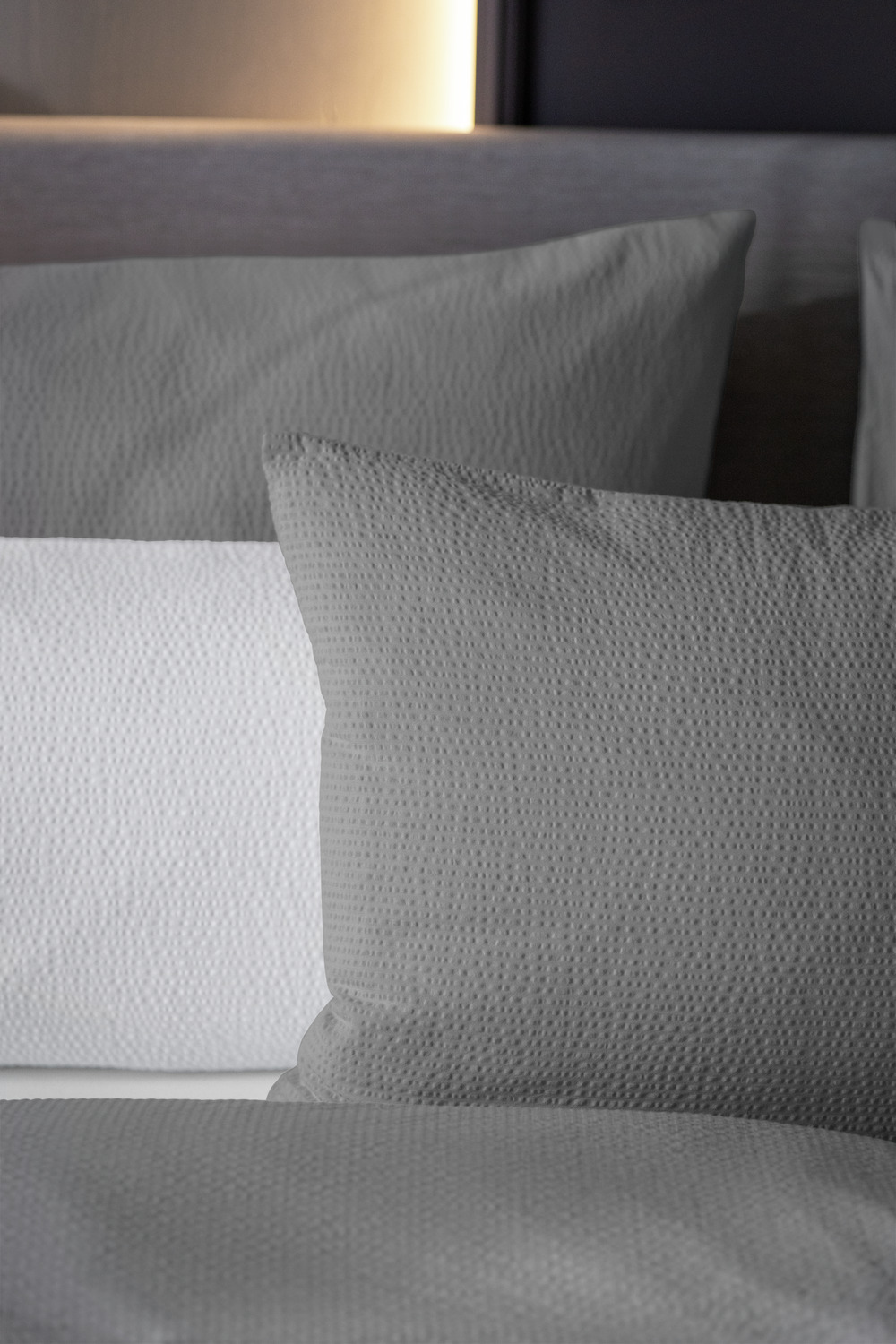 ERWIN M. LUSINI Avellino Duvet Cover, 100% Cotton Woven Seersucker, 135 x 200 cm, Grey, Non-Iron, Breathable, OEKO-TEX Standard 100