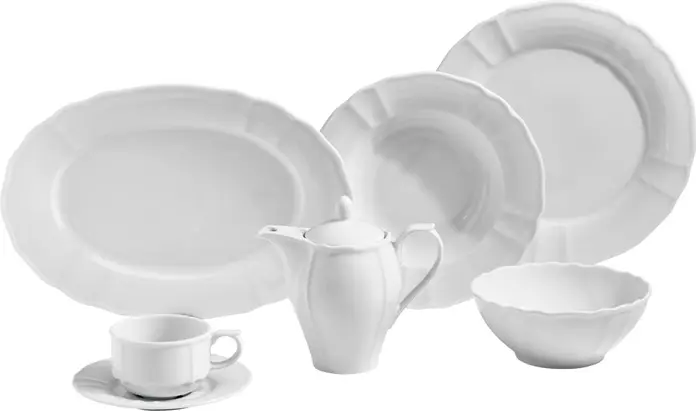 Saucier de Porcelana VEGA Amely, 400ml, Alb, Forma Ovala cu Margini Decorative si Relief Discret, Compatibil cu Masina de Spalat Vase si Cuptor cu Microunde