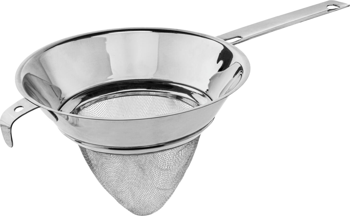 PULSIVA LUSINI Solutions GmbH Pointed sieve Clove II Spitzsieb Clove II Pointed sieve Clove II; 21.5x15.5 cm (ØxH); silver Spitzsieb Clove II; 21.5x15.5 cm (ØxH); silber Stainless steel gauze strainer. Extra fine stainless steel mesh for straining sauces and soups and quick reheating or quenching. Wide support and sturdy handle. Suitable for dishwashers. Gazesieb aus Edelstahl, rostfrei. Extra feines Edelstahl-Gewebe zum Abpassieren von Saucen und Suppen und schnellem Aufwärmen oder Abschrecken. Breite Auflage und stabiler Griff. Spülmaschinengeeignet.