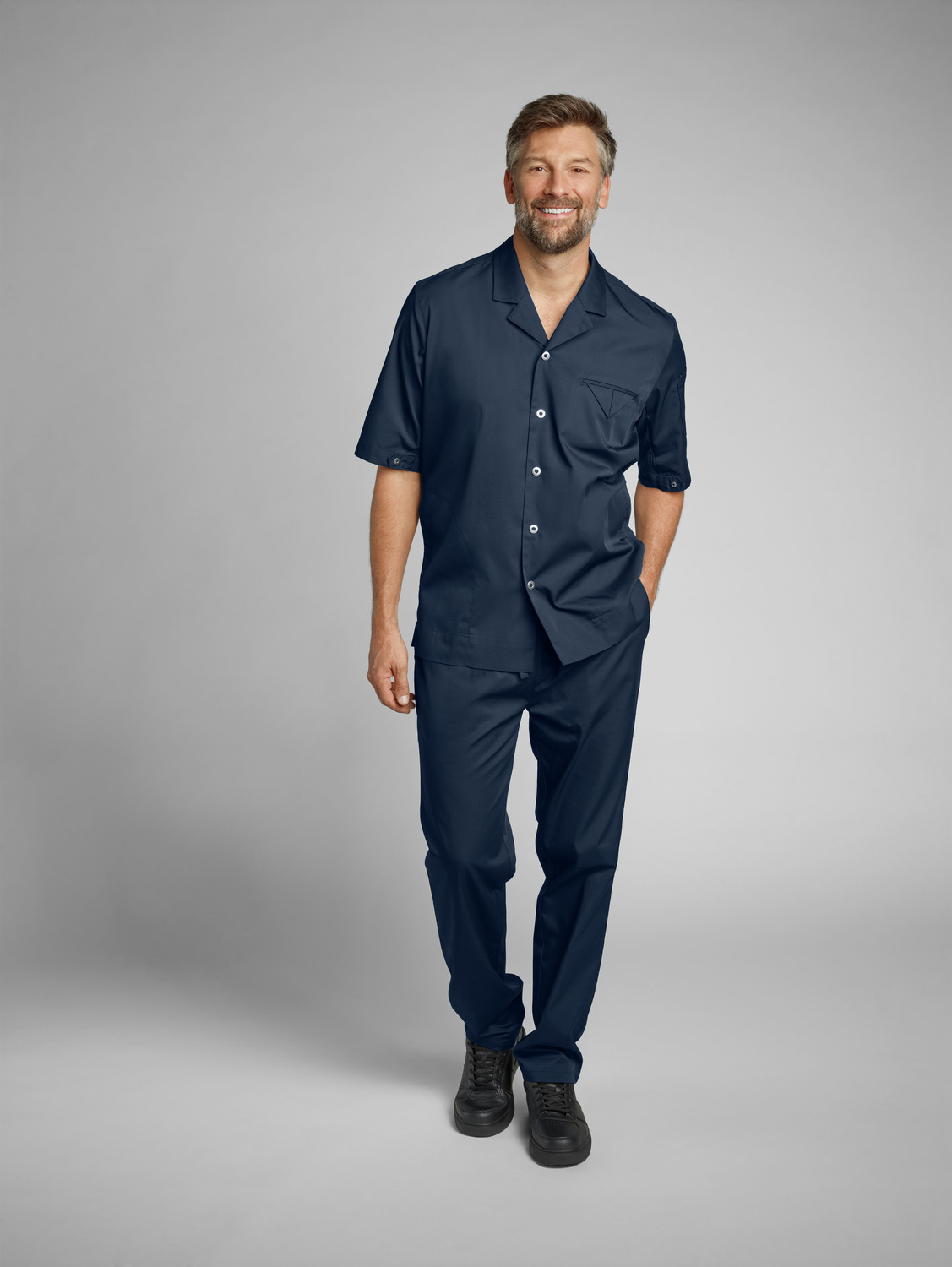 Jobeline Joel Men's Short-Sleeved Chef's Jacket, 65% Polyester 35% Cotton, Breathable Piqué Back, OEKO-TEX Standard 100, Straight Fit