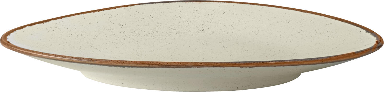 VEGA Sidina Organic Porcelain Flat Plate, Irregular Artisan Shape, Beige, 27.5 x 21 cm, Dishwasher and Microwave Safe, Professional Catering