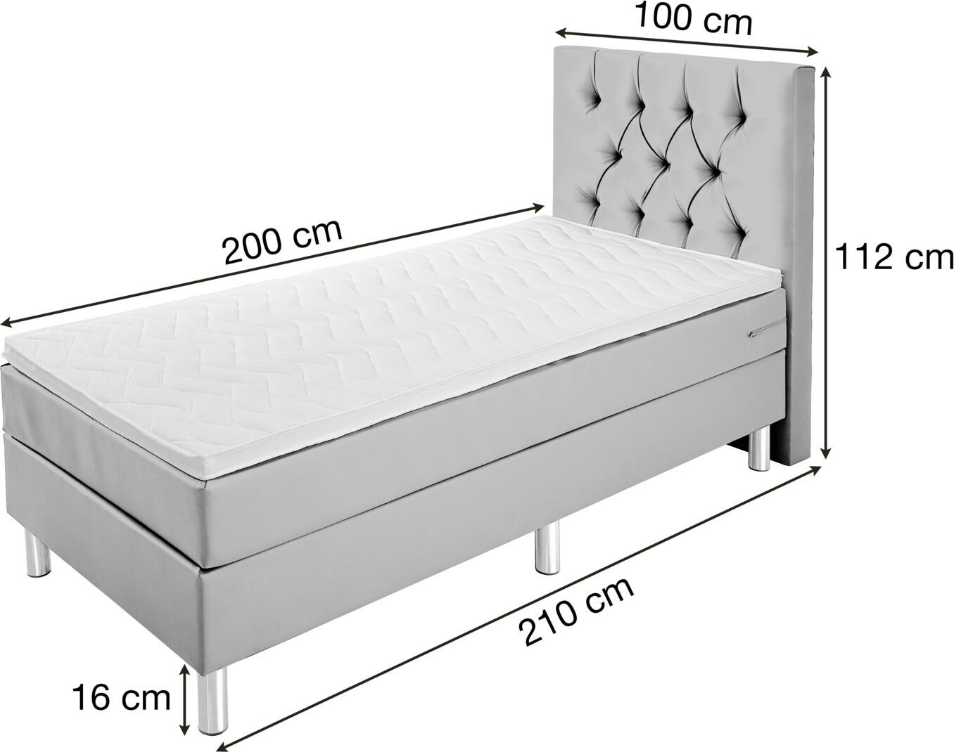 Pat Box Spring VEGA Premium Velour, 100x200x69 cm, Cadru Lemn Masiv, Tablie Chesterfield, Arcuri de Buzunar 5-Zone, Topper Spuma Gel, Fermitate H3