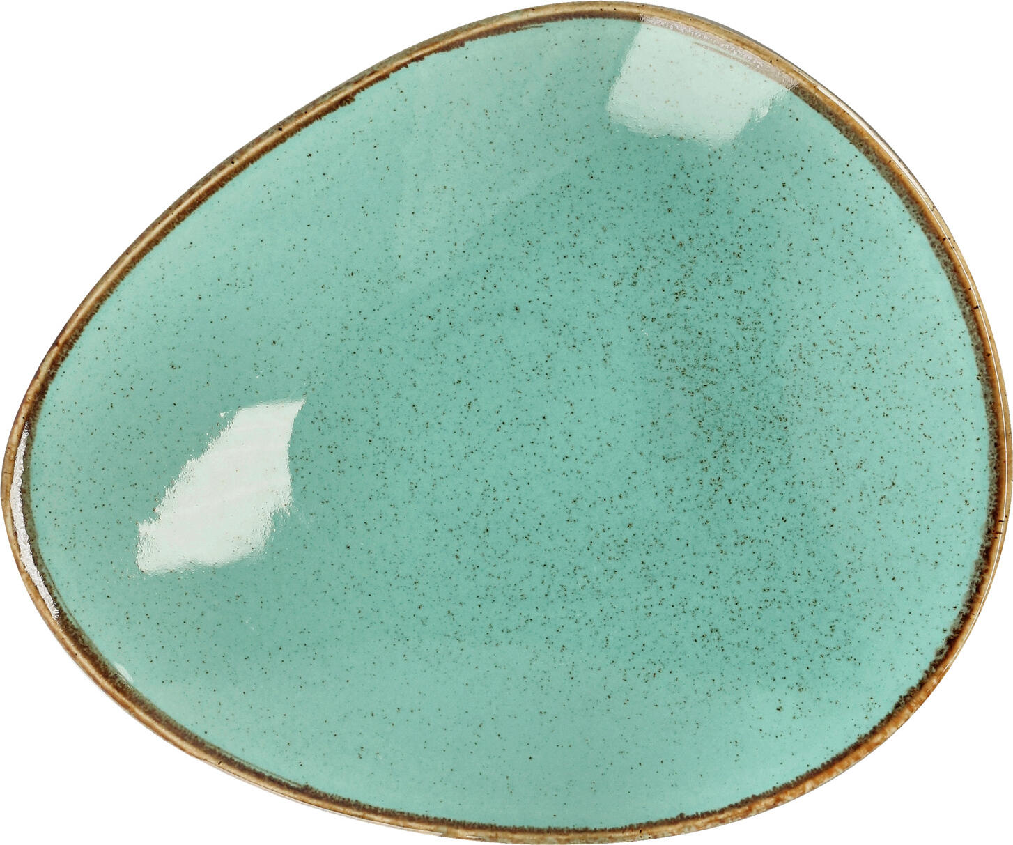 VEGA Sidina Organic Porcelain Plate, Turquoise, Irregular Shape, Artisan Glaze, 21 x 17.7 cm, Dishwasher and Microwave Safe, Catering Grade