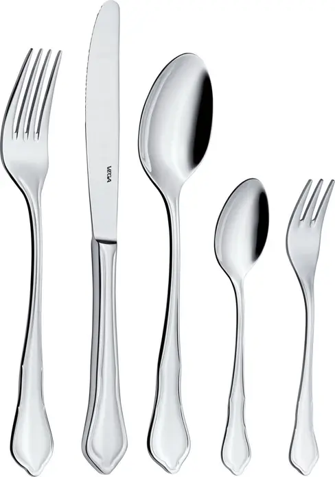 VEGA Chippendale Fish Fork, 18.5 cm, 18/10 Chrome-Nickel Stainless Steel, Mirror Polished, Dishwasher Safe, Designer LUSINI Germany