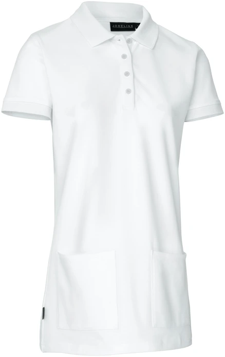 Jobeline Cato Comfort Women's Polo Pique Shirt, 95% Cotton 5% Spandex, Extra Long-Cut, Slightly Waisted, Short-Sleeved, Two Patch Pockets, OEKO-TEX Standard 100