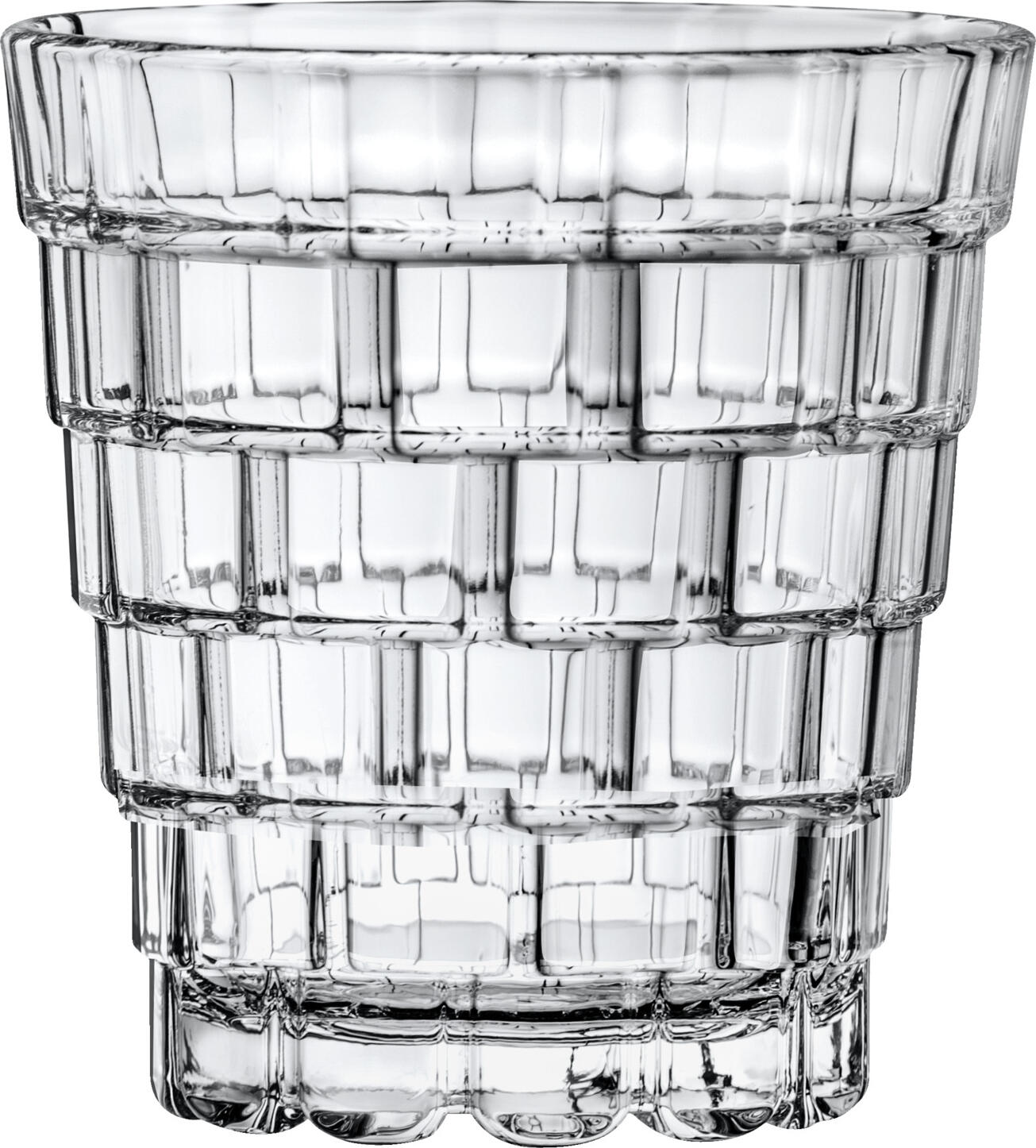 RCR RCR Cristalleria Italiana SpA Universal glass Stack Universalglas Stack Universal glass Stack; 320 ml, 8.5x9.5 cm (ØxH); transparent; 6 piece / pack Universalglas Stack; 320 ml, 8.5x9.5 cm (ØxH); transparent; 6 Stück / Pack Stackable drinking glass in a modern crystal glass design. With an innovative anti-limescale drain system on the bottom of the glass to prevent pools of liquid from building up. Dishwasher safe. Stapelbares Trinkglas in modernem Design aus Kristallglas. Mit innovativem Anti-Kalk-Ablaufsystem am Glasboden, gegen Pfützen-Bildung auf der Unterseite. Spülmaschinenfest.