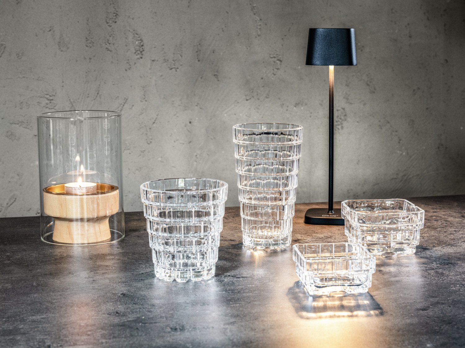 RCR Universal Glass Stack Luxion Crystal Glass 320ml Stackable Drinking Glasses with Anti-Limescale Drain System, Made in Italy