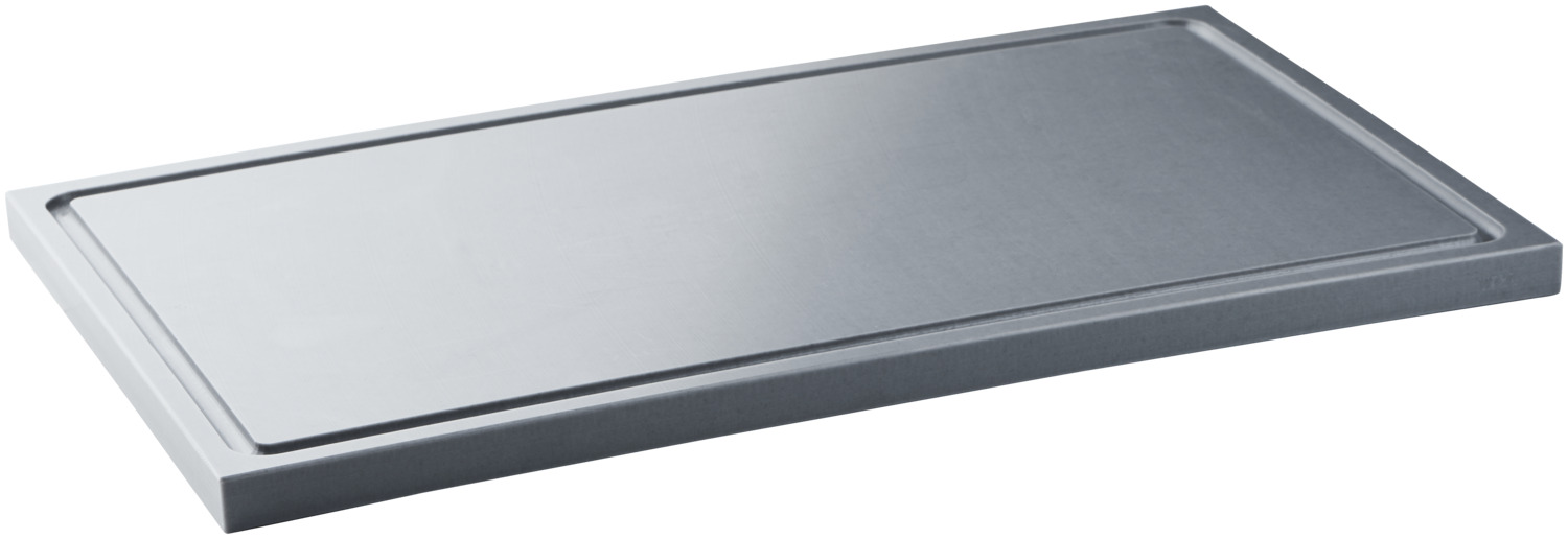 VEGA LUSINI Solutions GmbH Chopping board Fugo Schneidebrett Fugo Chopping board Fugo; 50x30x2 cm (LxWxH); grey Schneidebrett Fugo; 50x30x2 cm (LxBxH); grau Rectangular cutting board made of polyethylene. Has no feet, lies flat. Gentle on knives. Practical juice groove, running all around. Available in different sizes. Suitable for dishwasher. Rechteckiges Schneidebrett aus Polyethylen. Hat keine Füße, liegt flach auf. Messerschonend. Praktische Saftrille, ringsum verlaufend. In unterschiedlichen Größen verfügbar. Spülmaschinengeeignet.