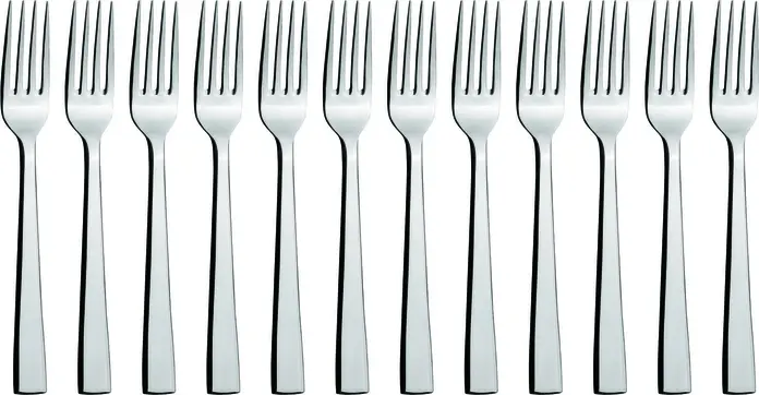 VEGA Stockholm Starter Dessert Fork Set, 18/0 Chrome Stainless Steel, Mirror Polished, Rustproof, 18.5 cm, Dishwasher Safe, Silver