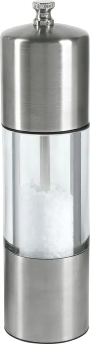 VEGA Moreno Salt Mill, Stainless Steel and Acrylic Body, Ceramic Grinding Mechanism, Silver, 18.5 cm Height, 4.8 cm Diameter