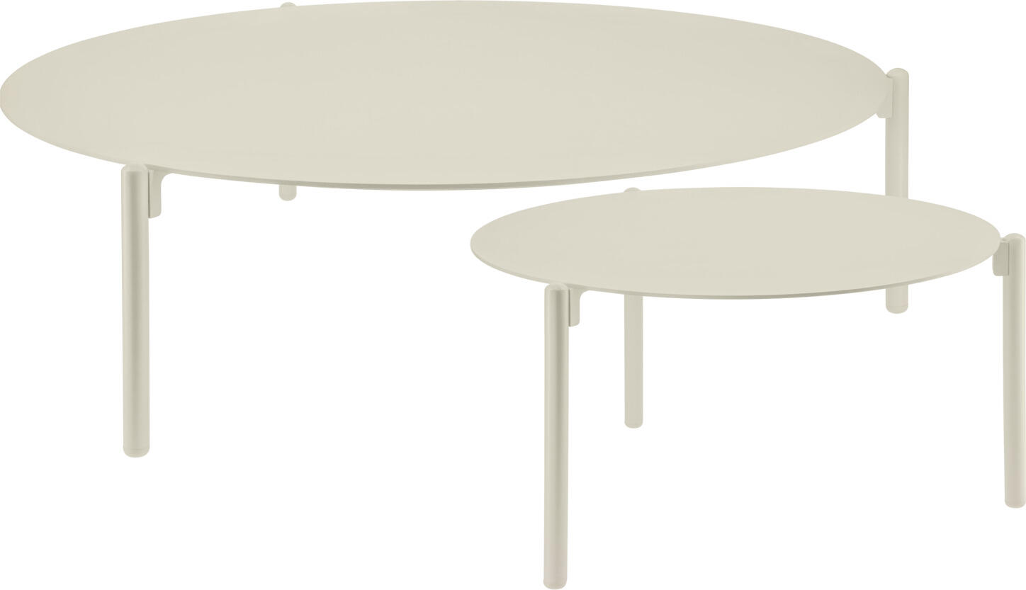 Masa laterala exterioara VEGA Naira, Masa rotunda mare din aluminiu, Diametru 103 cm, Rezistenta la intemperii si UV, Bej, pentru terasa si zona wellness