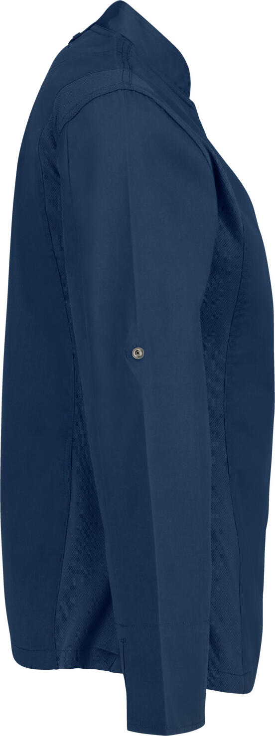 Jobeline Carter Women's Chef Jacket, Long-Sleeved with Roll-up Function, Polyester-Cotton Blend, Breathable Mesh Inserts, Navy