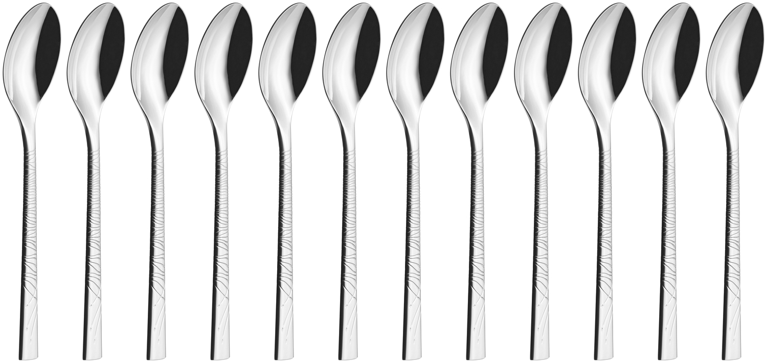 VEGA Monastir Table Spoon, 18/10 Chrome-Nickel Stainless Steel, Mirror Polished with Decorative Wave Relief, 20.5 cm, Silver