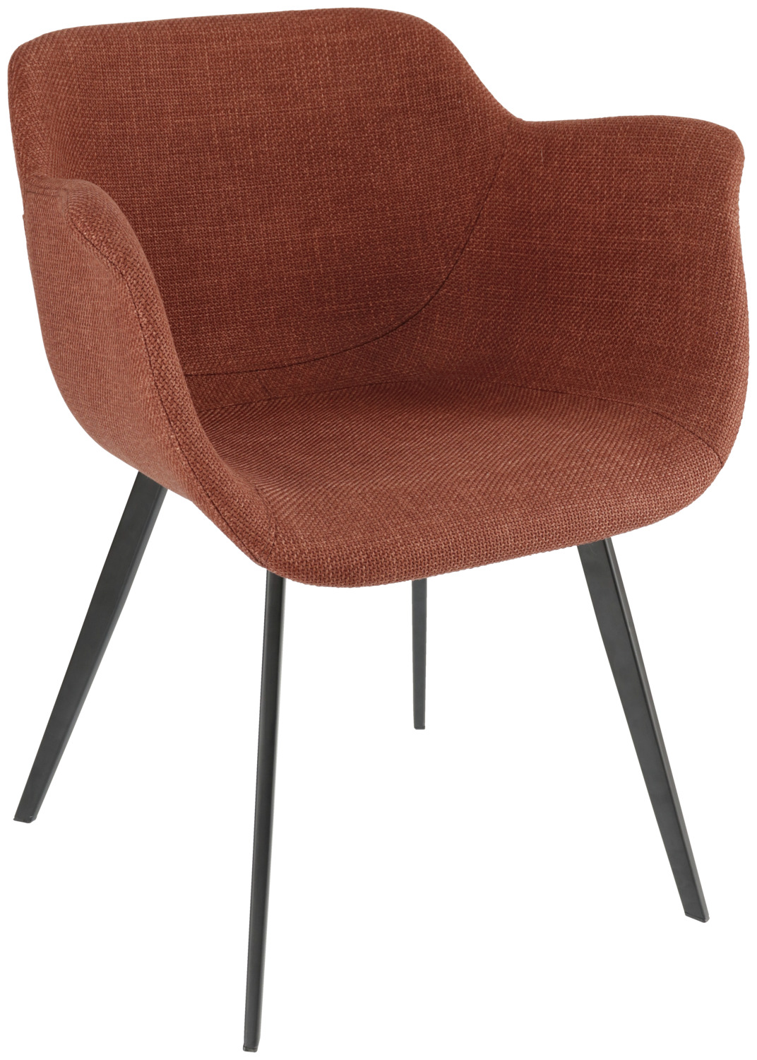 VEGA LUSINI Solutions GmbH Armchair Limea Armlehnstuhl Limea Armchair Limea; 64x58x76 cm (WxDxH); seat russet, base black; 2 piece / pack Armlehnstuhl Limea; 64x58x76 cm (BxTxH); Sitz rostbraun, Gestell schwarz; 2 Stück / Pack The modern armchair combines high seating comfort with a clear, contemporary design. The softly upholstered seat shell made of hard-wearing fabric offers pleasant support, while the powder-coated metal legs ensure stability and long-lasting quality in everyday catering use. Ideal for restaurants, bistros, cafés and hotel lounges: the chair is easy to clean, robust and retains its shape even with frequent use. Its ergonomic armrests increase comfort and create an inviting seating experience. * Hard-wearing fabric cover * Powder-coated metal legs * Ergonomic armrests * Easy to clean & durable A stylish armchair that ideally combines comfort and function in catering applications. Der moderne Armlehnstuhl kombiniert hohen Sitzkomfort mit einem klaren, zeitgemäßen Design. Die weich gepolsterte Sitzschale aus strapazierfähigem Stoff bietet angenehmen Halt, während die pulverbeschichteten Metallbeine für Stabilität und langlebige Qualität im Gastronomie-Alltag sorgen. Ideal für Restaurants, Bistros, Cafés und Hotellounges: Der Stuhl ist pflegeleicht, robust und bleibt auch bei häufiger Nutzung formstabil. Seine ergonomischen Armlehnen erhöhen den Komfort und schaffen ein einladendes Sitzgefühl. * Strapazierfähiger Stoffbezug * Pulverbeschichtete Metallbeine * Ergonomische Armlehnen * Pflegeleicht & langlebig Ein stilvoller Armlehnstuhl, der Komfort und Funktion im Gastro-Einsatz ideal verbindet.