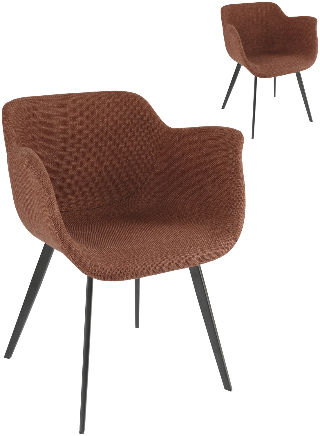 Scaun cu brate VEGA Limea, Material Rezistent Culoare Roșcat, Baza din Metal Vopsit Electrostatic Negru, Ergonomic, 64x58x76 cm, Horeca