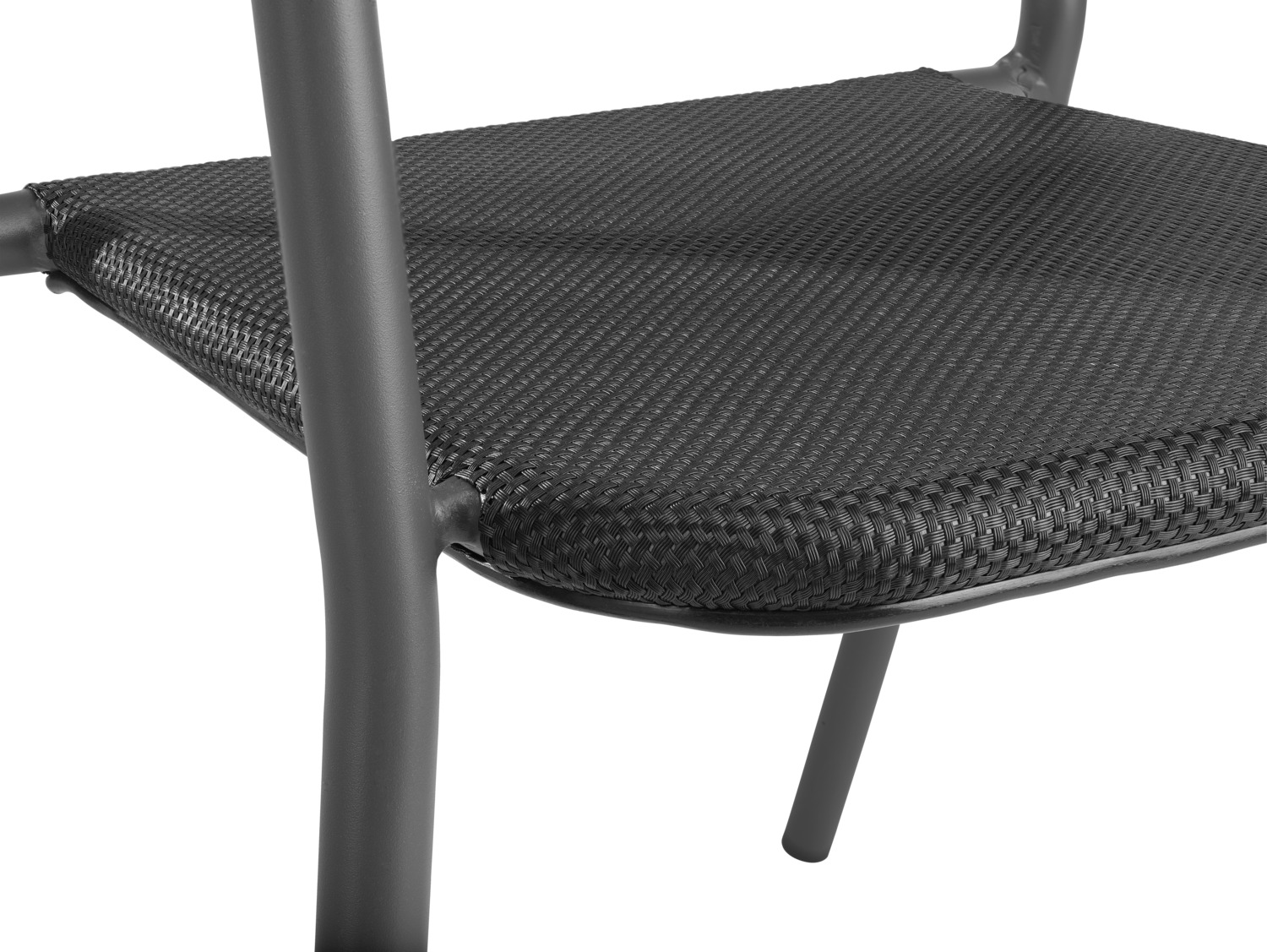 Scaun de exterior stivuibil VEGA Tacoma, cadru din aluminiu vopsit electrostatic, seat din Textilene si rope, rezistent la UV, Antracit, 57x64x73 cm