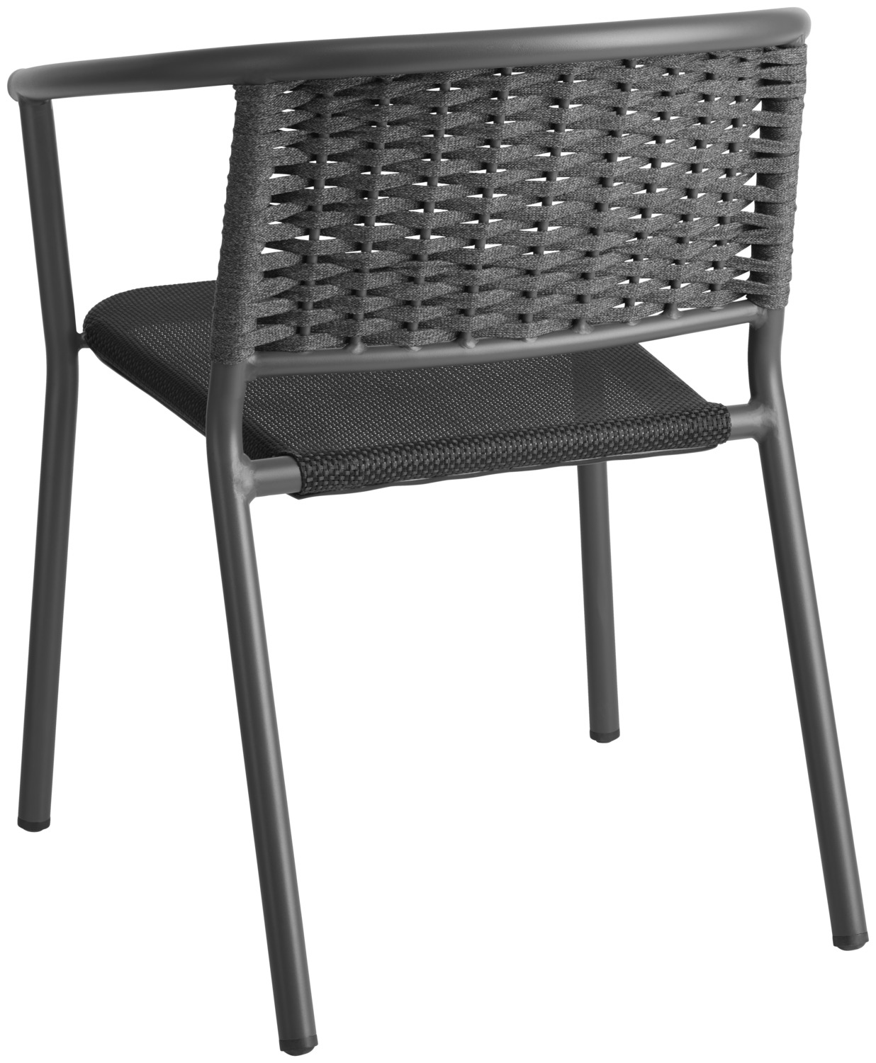 Scaun de exterior stivuibil VEGA Tacoma, cadru din aluminiu vopsit electrostatic, seat din Textilene si rope, rezistent la UV, Antracit, 57x64x73 cm