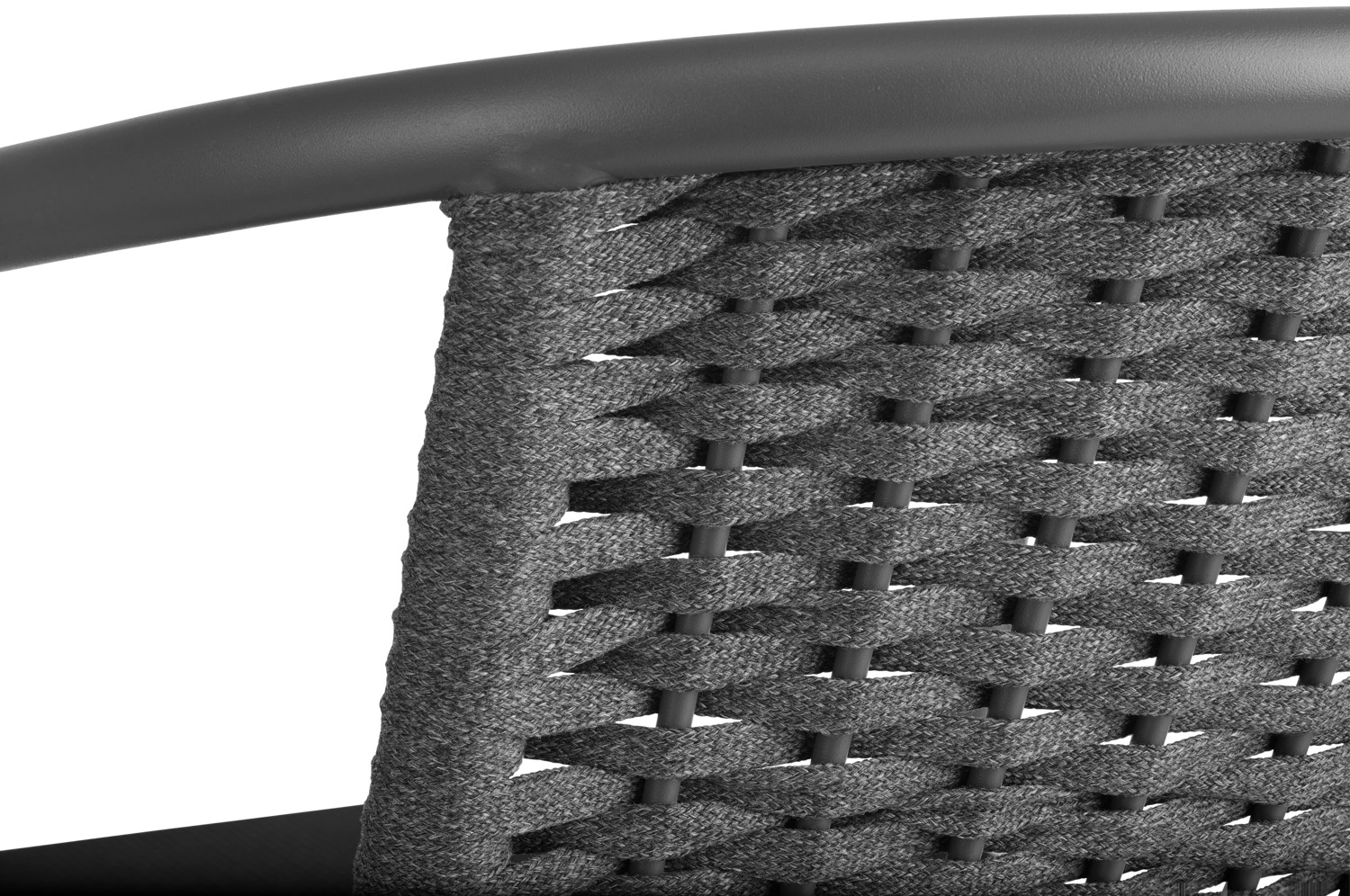 Scaun de exterior stivuibil VEGA Tacoma, cadru din aluminiu vopsit electrostatic, seat din Textilene si rope, rezistent la UV, Antracit, 57x64x73 cm