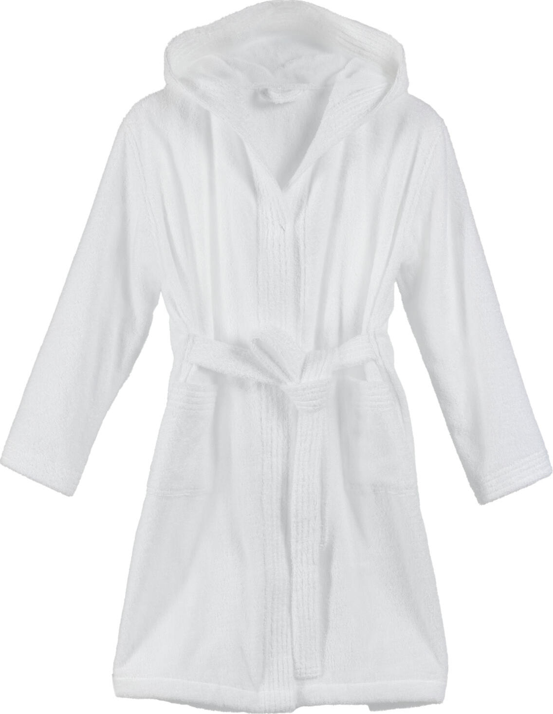 ERWIN M. LUSINI Solutions GmbH Children's bathrobe Adria Kinderbademantel Adria Children's bathrobe Adria; Size 110/128; white Kinderbademantel Adria; Kleidergröße 110/128; weiß 100% cotton. Weight approx. 360 g/m². Children's bathrobe (unisex) made of terry towelling with hood in white. Comfortably wide cut with two patch pockets and tie belt. Personalization possible. Length size 110/128: 80 cm. Length size 140/164: 95 cm. 100 % Baumwolle. Gewicht ca. 360 g/m². Kinderbademantel (unisex) aus Walkfrottier mit Kapuze in weiß. Bequem weiter Schnitt mit zwei aufgesetzten Taschen und Bindegürtel. Personalisierung möglich. Länge Größe 110/128: 80 cm Länge Größe 140/164: 95 cm