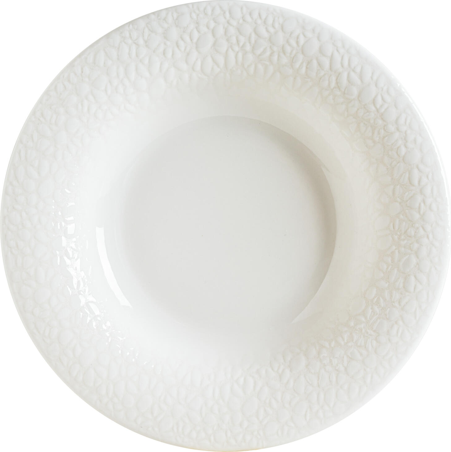 Bonna Marlena Deep Plate, 23 cm White Hard Porcelain, Textured Relief Rim, Impact and Edge Resistant, Dishwasher and Microwave Safe