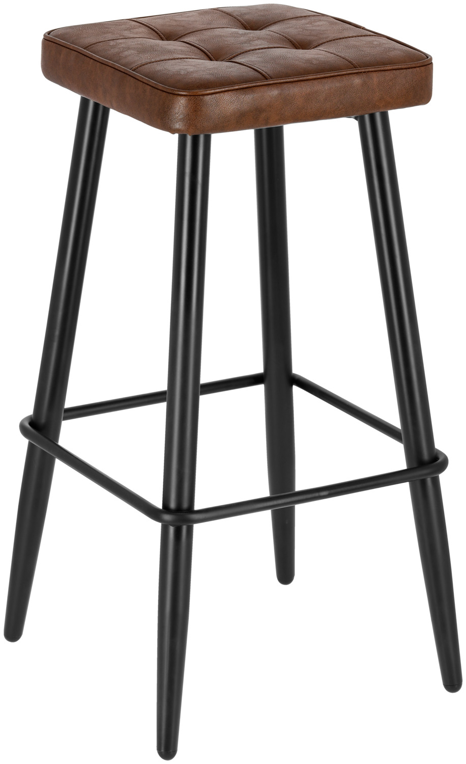 VEGA LUSINI Solutions GmbH Bar stool Casto Barhocker Casto Bar stool Casto; 43x43x81 cm (WxDxH); seat brown, base black; 2 piece / pack Barhocker Casto; 43x43x81 cm (BxTxH); Sitz braun, Gestell schwarz; 2 Stück / Pack Barstool made of powder-coated steel frame with imitation leather upholstery, which has decorative stitching and quilting. Easy to clean. Only suitable for indoor use. Delivery is disassembled. Only the seat must be mounted on the frame. Assembly material is included. Matching chair can be ordered at the same time. Barhocker aus pulverbeschichtetem Stahlgestell mit Kunstlederpolster, welches mit Ziernähten und Steppungen versehen ist. Pflegeleicht. Nur für den Innenbereich geeignet. Lieferung erfolgt zerlegt. Es muss nur der Sitz auf das Gestell montiert werden. Montagematerial ist im Lieferumfang erhalten. Passenden Stuhl gleich mitbestellen.