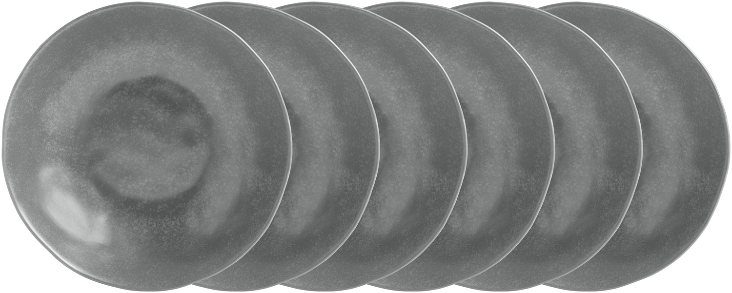 VEGA Arona Deep Plate, Anthracite Porcelain, Matt Glaze, Irregular Edges, 22 cm Diameter, 1200 ml Capacity, Dishwasher and Microwave Safe