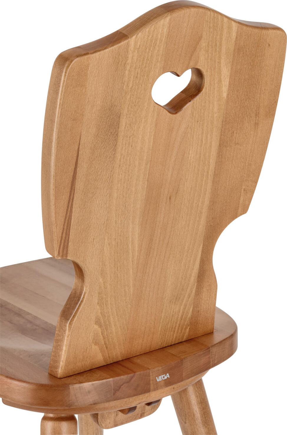 Vega Vroni Beech Wood Bauernstuhl Chair, Natural Finish, Heart-Shaped Backrest Cut-out, Contoured Seat, 41x50x88.5 cm, Max Load 160 kg