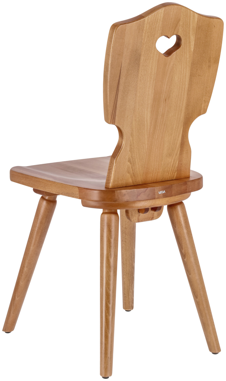 Vega Vroni Beech Wood Bauernstuhl Chair, Natural Finish, Heart-Shaped Backrest Cut-out, Contoured Seat, 41x50x88.5 cm, Max Load 160 kg