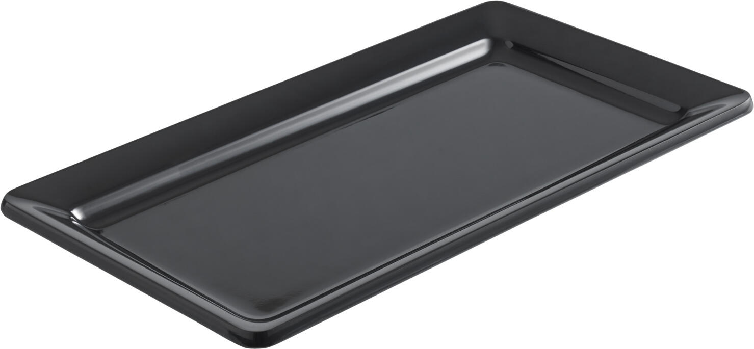 VEGA LUSINI Solutions GmbH Buffet platter melamine GN 1/3 Buffetplatte Melamin GN 1/3 Buffet platter melamine GN 1/3; GN 1/3, 32.5x17.6x3 cm (LxWxD); black Buffetplatte Melamin GN 1/3; GN 1/3, 32.5x17.6x3 cm (LxBxT); schwarz GN presentation platter made of melamine. Can be used from -30 °C to +70 °C. Food safe. Stackable. Shockproof. Dishwasher safe. GN-Präsentationsplatte aus Melamin. Einsetzbar von -30 °C bis +70 °C. Lebensmittelecht. Stapelbar. Stoßfest. Spülmaschinenfest.