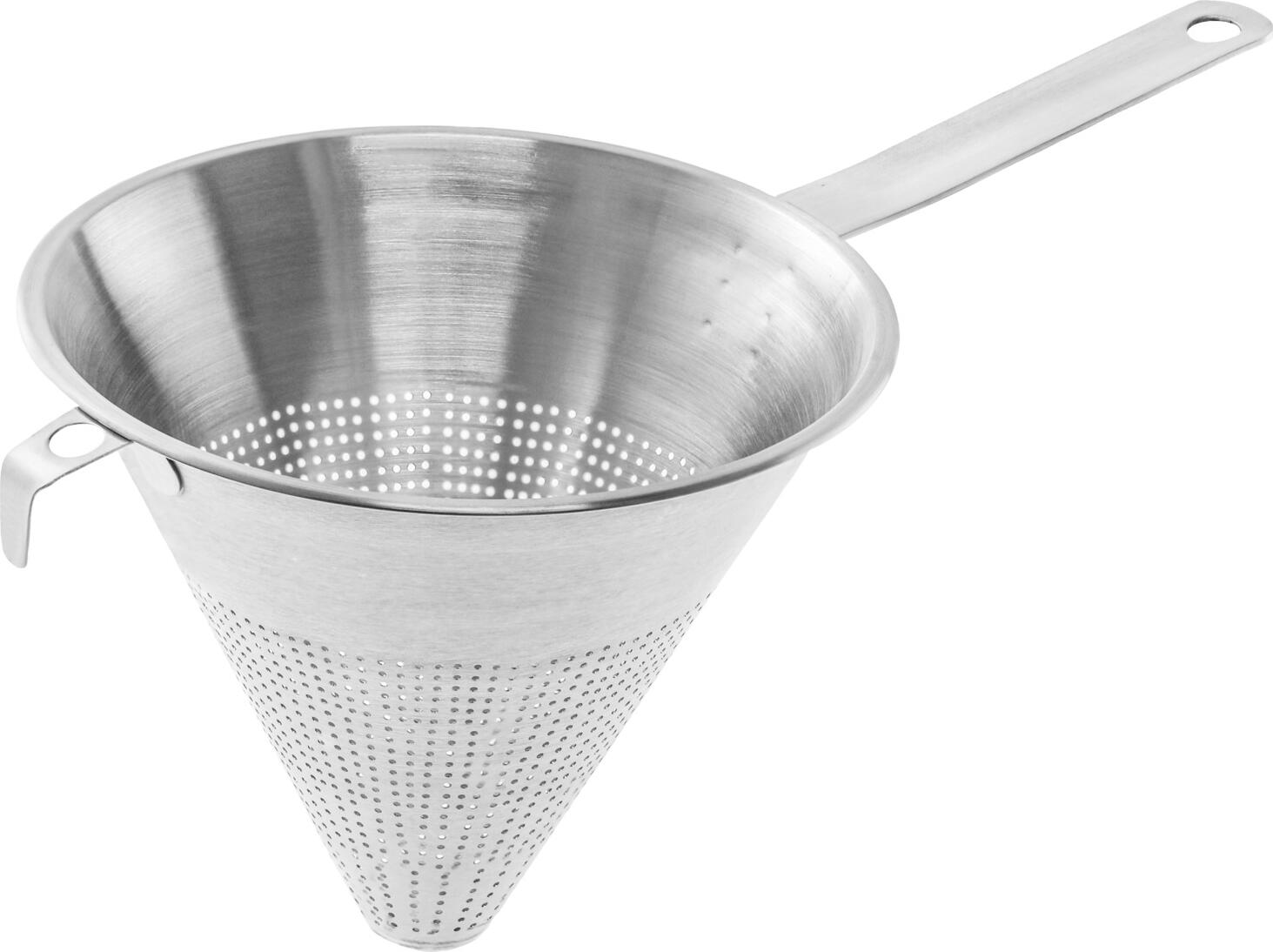 PULSIVA LUSINI Solutions GmbH Pointed sieve Cumina Spitzsieb  Cumina Pointed sieve Cumina; 18 cm (Ø); silver Spitzsieb  Cumina; 18 cm (Ø); silber Stainless steel sieve. Matt polished. Handle firmly riveted, handle length 16 cm. With two hanging eyelets. Suitable for dishwashers. Sieb aus Edelstahl, rostfrei. Mattpoliert. Haltegriff fest vernietet, Grifflänge 16 cm. Mit zwei Aufhänge-Ösen. Spülmaschinengeeignet.