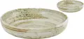 VEGA Taoqi Deep Plate, 24cm Porcelain Round Bowl, 1200ml, Brown/Grey Speckled Finish, Irregular Edges, Microwave and Dishwasher Safe