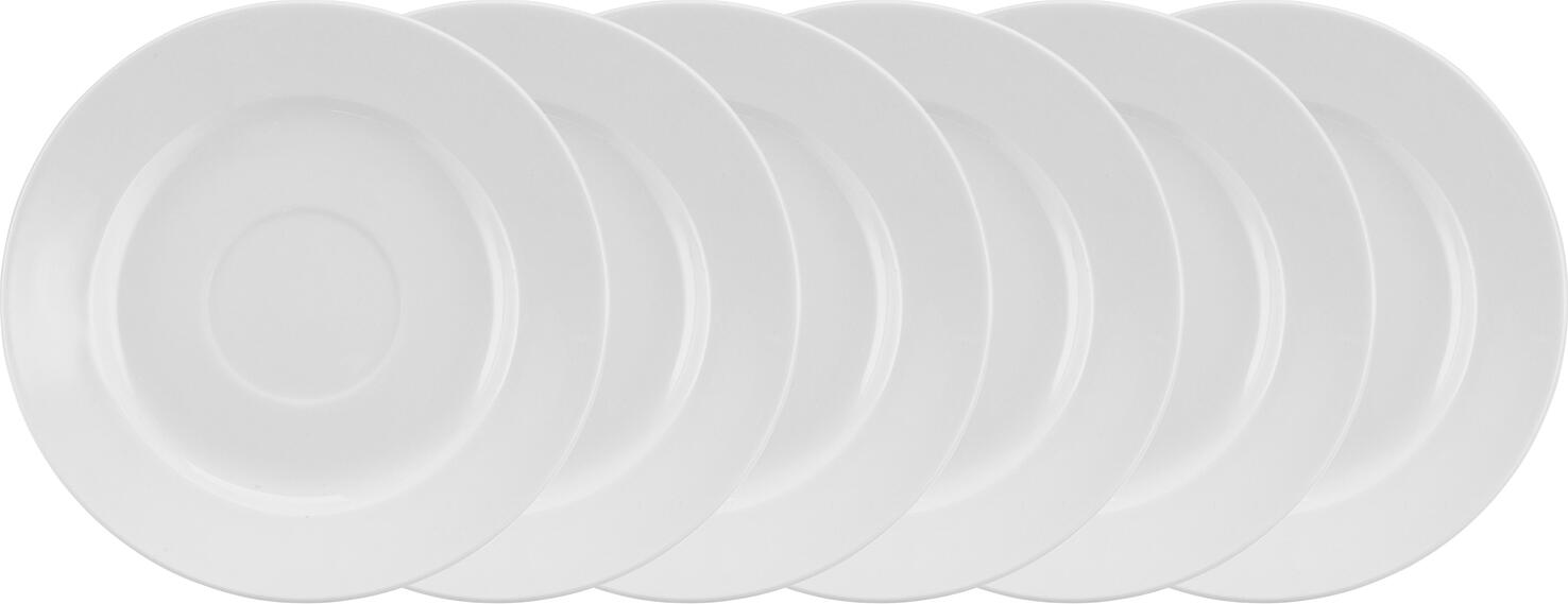 Pulsiva Rondon White Porcelain Saucer for Coffee and Cappuccino, 15.8 cm Round with Reinforced Rim, Dishwasher and Microwave Safe