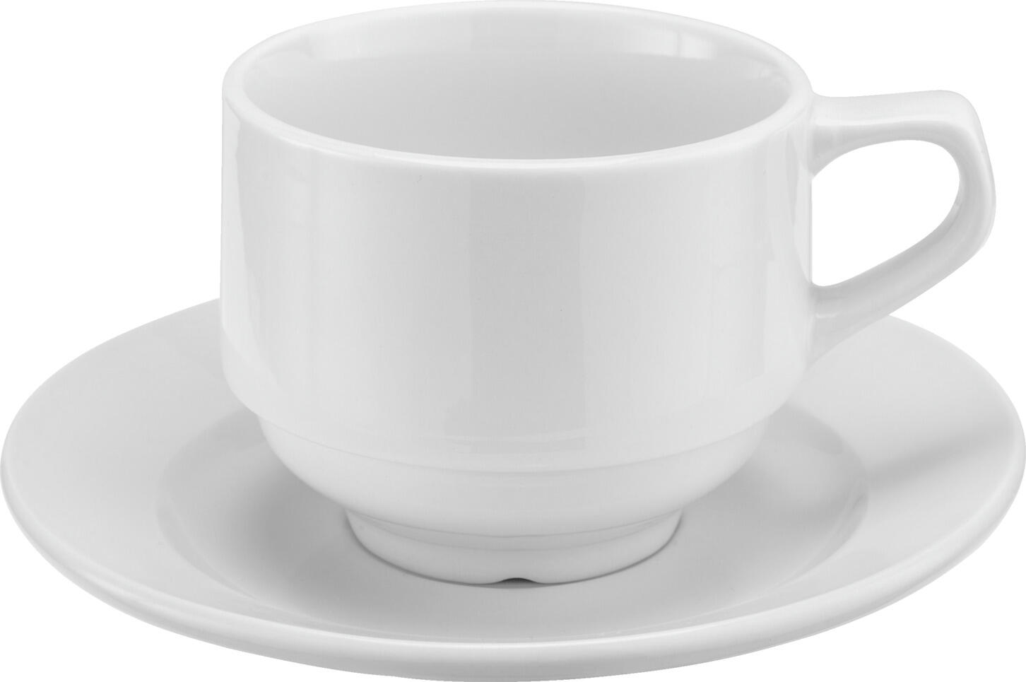 Pulsiva Rondon White Porcelain Saucer for Coffee and Cappuccino, 15.8 cm Round with Reinforced Rim, Dishwasher and Microwave Safe