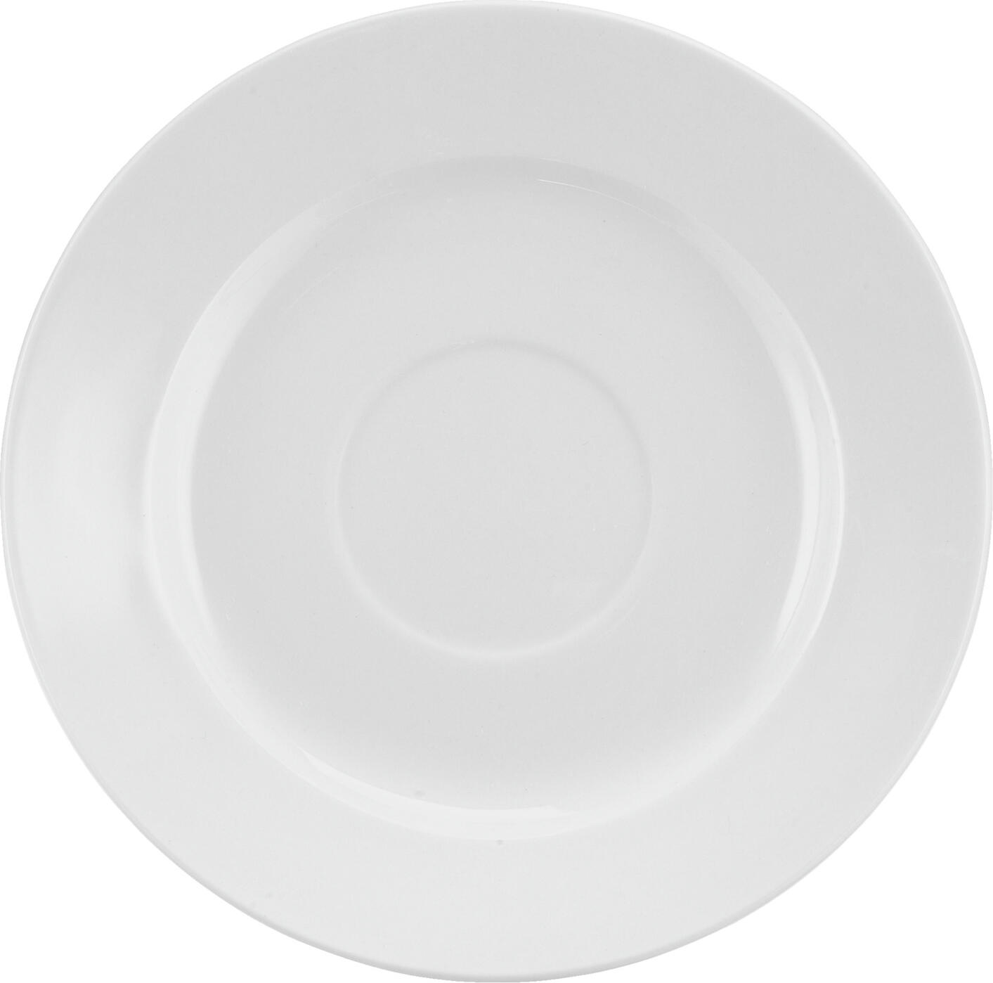 Pulsiva Rondon White Porcelain Saucer for Coffee and Cappuccino, 15.8 cm Round with Reinforced Rim, Dishwasher and Microwave Safe
