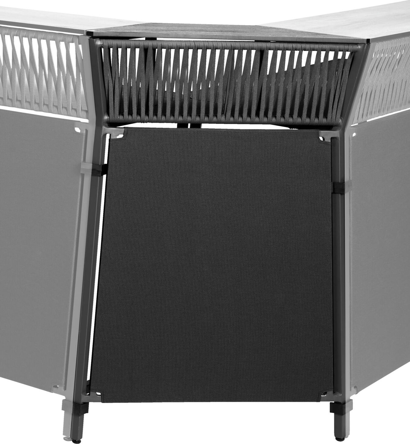 VEGA Baruba Outdoor Bar Exterior Corner Element, Powder-coated Aluminum Frame, Rope Wickerwork, HPL Compact Laminate Top, 78x56x115 cm, Weatherproof