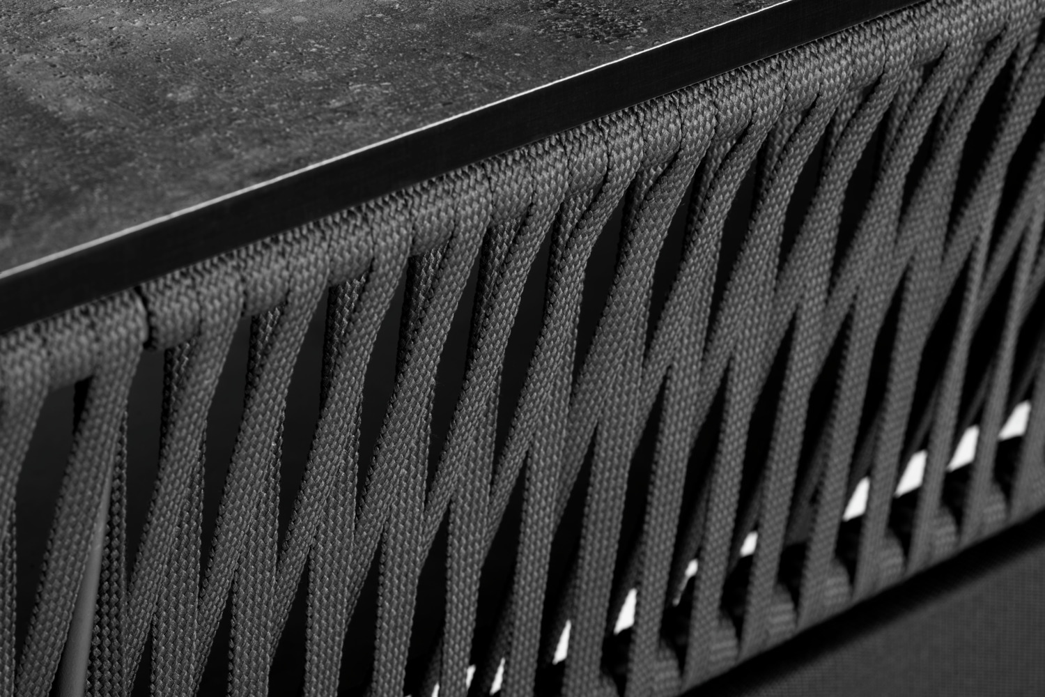 VEGA Baruba Outdoor Bar Exterior Corner Element, Powder-coated Aluminum Frame, Rope Wickerwork, HPL Compact Laminate Top, 78x56x115 cm, Weatherproof