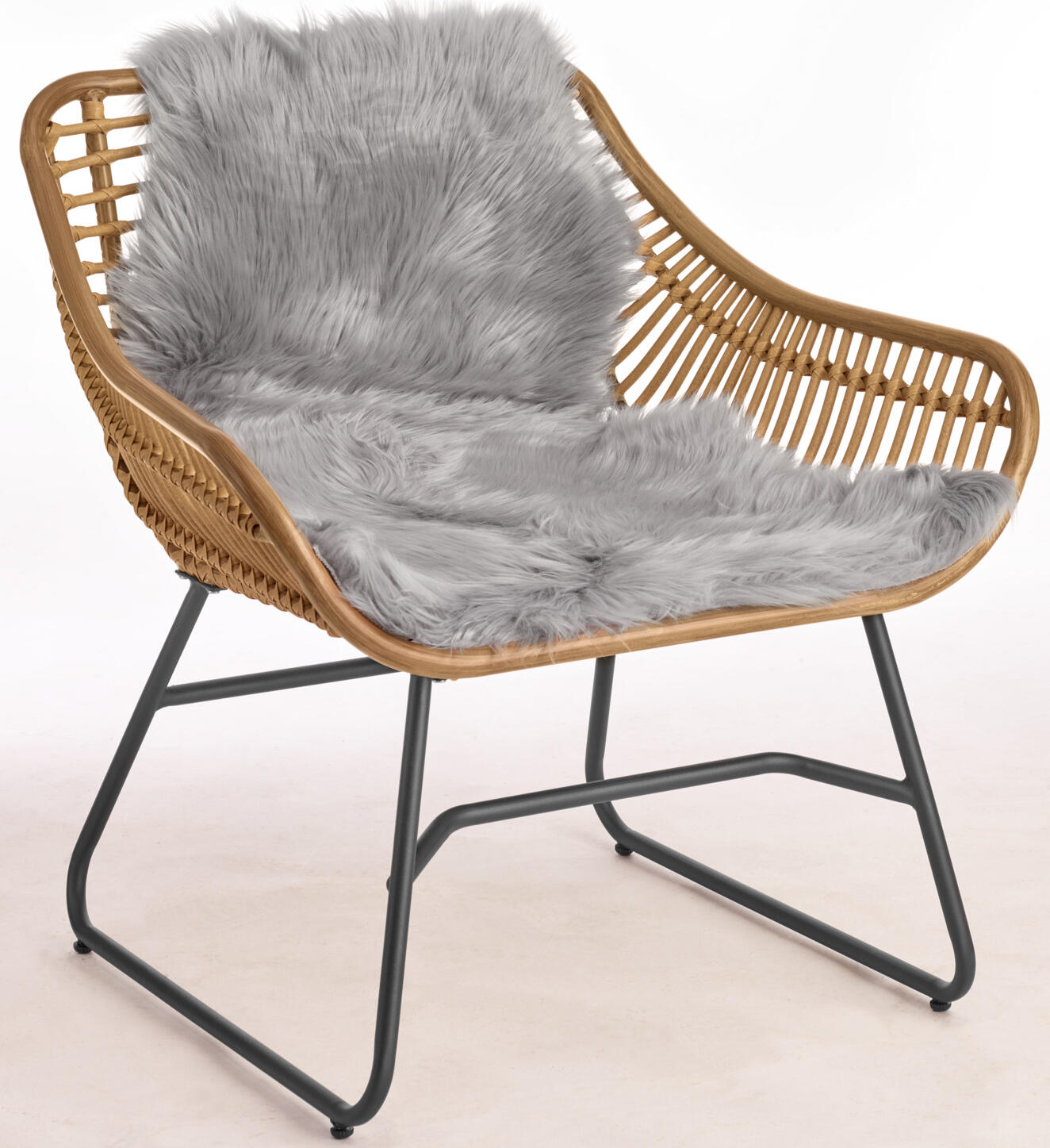 Covor Decorativ din Blana Artificiala ERWIN M. Bergen, 115 x 70 cm, Gri, 100% Poliacrilic, Moale si Pufos, Certificare OEKO-TEX Standard 100