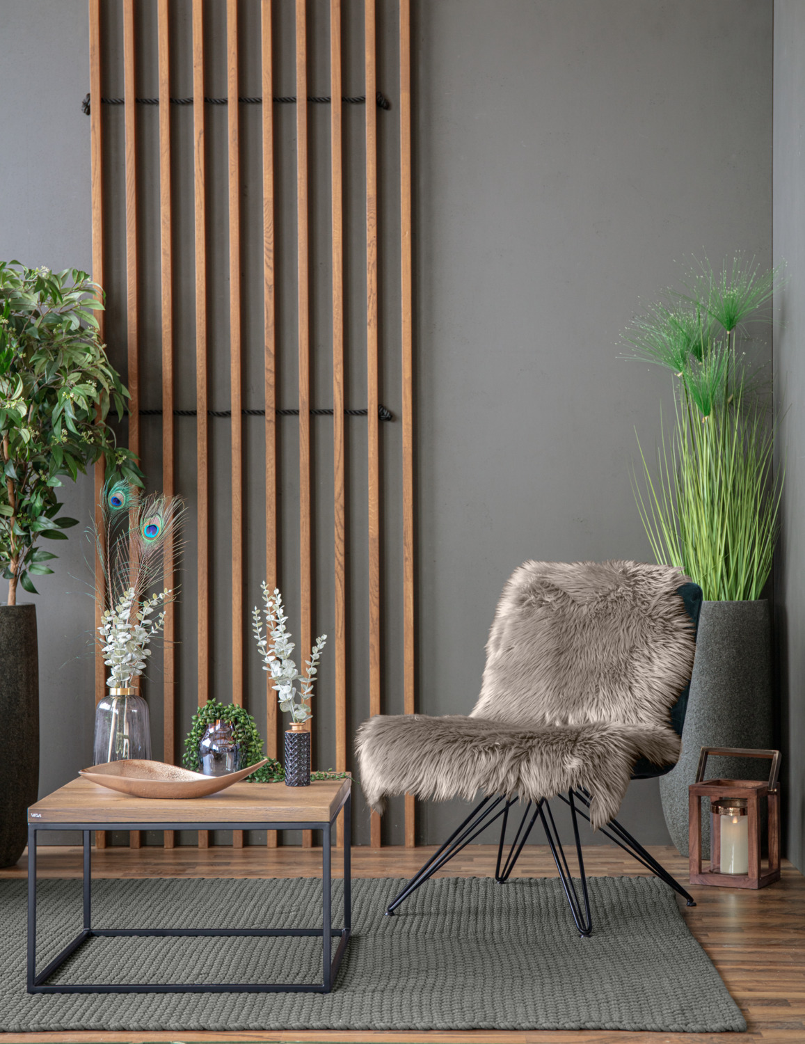 Covor Decorativ din Blana Artificiala ERWIN M. LUSINI Bergen, 115 x 70 cm, Maro, Poliacrilic Moale, OEKO-TEX Standard 100, Pentru Scaune si Banchete