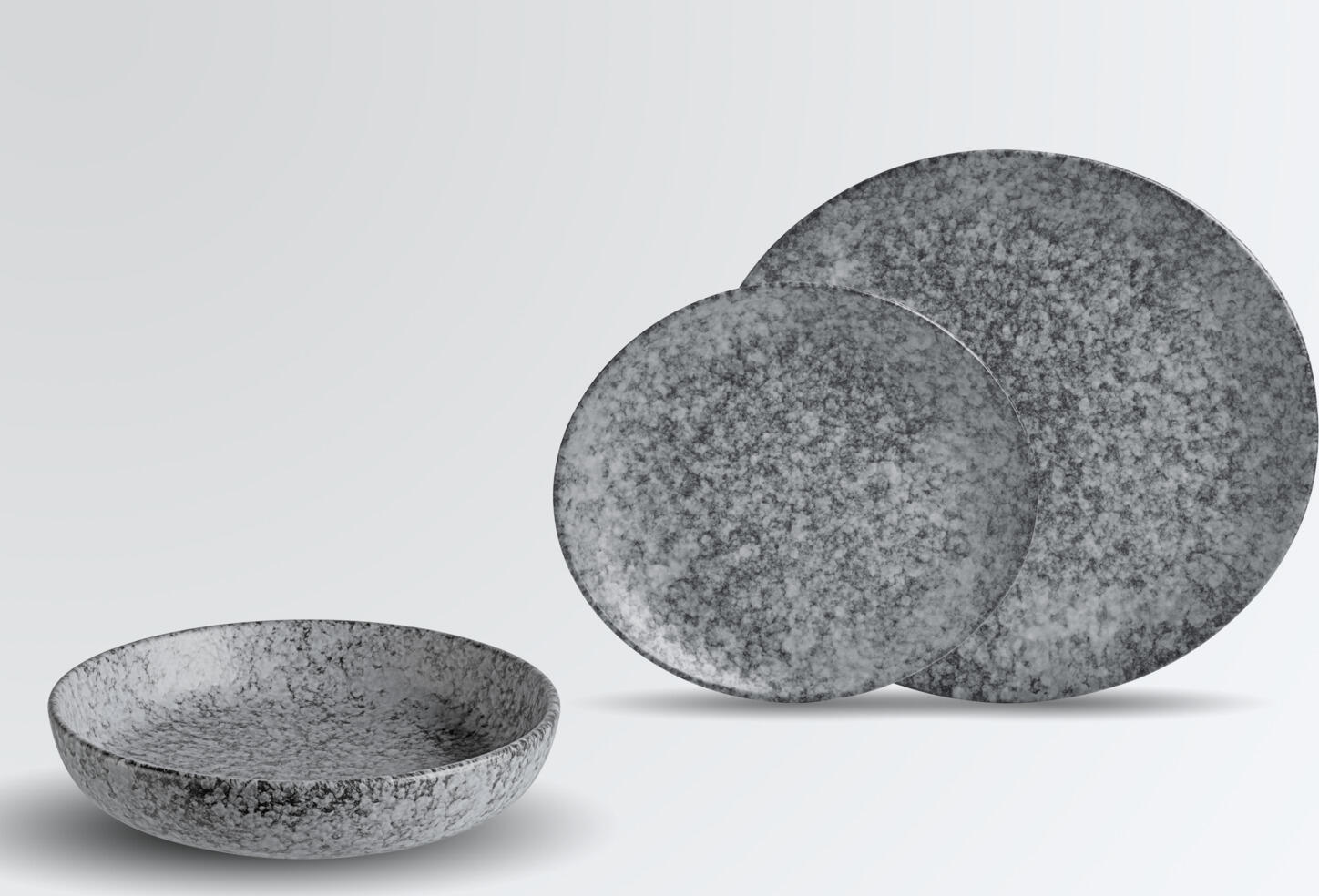 VEGA Mamoro Organic Flat Plate, Natural Stone Look Porcelain Dinnerware, Rimless, 25.5 x 23 x 2.5 cm, Dishwasher and Microwave Safe