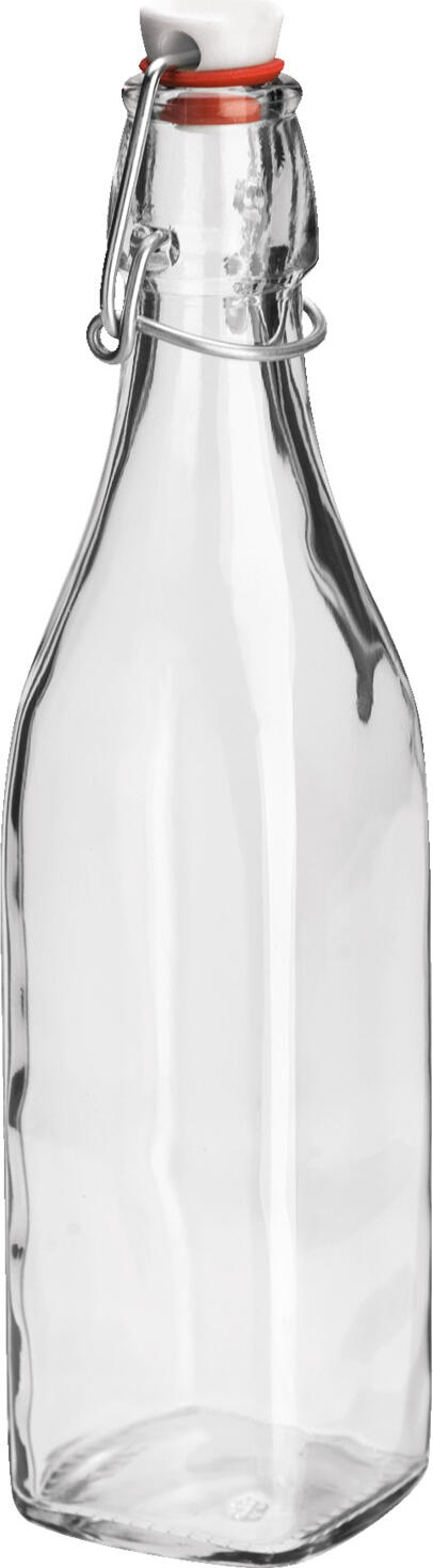 Bormioli Rocco Bormioli Luigi S.p.A. Swing-top bottle Swing Bügelverschlussflasche Swing Swing-top bottle Swing; 0.55 l, 6x6x26.5 cm (LxWxH); transparent; square; 12 piece / pack Bügelverschlussflasche Swing; 0.55 l, 6x6x26.5 cm (LxBxH); transparent; quadratisch; 12 Stück / Pack Swing top bottle made of tempered glass. Not dishwasher safe. Bügelverschlussflasche aus gehärtetem Glas. Nicht spülmaschinenfest.