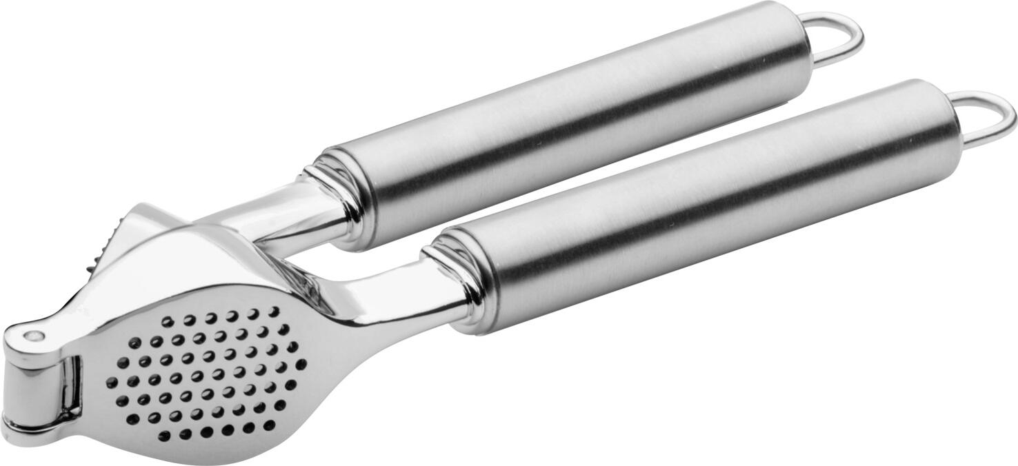 Weis Profi Garlic Press, Hard-Chromed Aluminium Body, Ergonomic Stainless Steel Handles, Integrated Residue Removal, Silver, 20x6x4 cm