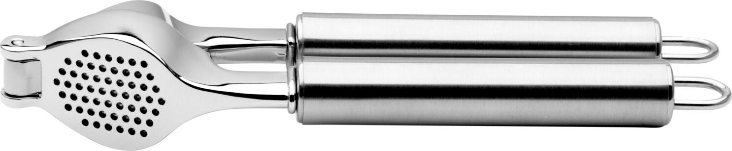 Weis Profi Garlic Press, Hard-Chromed Aluminium Body, Ergonomic Stainless Steel Handles, Integrated Residue Removal, Silver, 20x6x4 cm