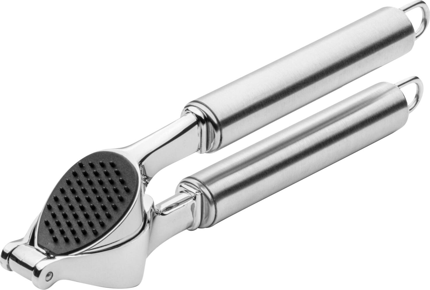 Weis Karl Weis u. Cie. GmbH Garlic press Profi Knoblauchpresse Profi Garlic press Profi; 20x6x4 cm (LxWxH); silver Knoblauchpresse Profi; 20x6x4 cm (LxBxH); silber The WEIS garlic press with residue removal function is a high-quality kitchen aid designed for professional use in the catering, hospitality and catering sectors, as well as in demanding kitchen environments. It enables garlic to be pressed easily and efficiently, ensuring optimal results in daily food preparation. The robust design combines ergonomic stainless steel tubular handles with a sturdy pressing body made of hard-chromed aluminium. As a result, the press offers high load-bearing capacity, comfortable handling and a long service life in daily kitchen operations. The integrated residue removal function, which works by applying reverse pressure, is particularly practical: after pressing, any remaining garlic can be quickly and easily removed from the press. The high-quality workmanship makes the WEIS garlic press a reliable tool for sauces, marinades, dressings and many other applications in the professional kitchen. Product benefits Professional garlic press for the catering and HORECA sectors Robust and sturdy design Ergonomic stainless steel tubular handles Press body made of hard-chromed aluminium Practical residue removal via reverse pressure Simple and comfortable to use Ideal for sauces, marinades, dressings and seasoning preparations Durable and hygienic Space-saving storage thanks to integrated hanging loop Technical Specifications Brand: WEIS Material: Stainless steel / hard-chromed aluminium Length: 20 cm Width: 6 cm Height: 4 cm Weight: 280 g Design: Garlic press with residue removal function Handles: Ergonomic stainless steel tubular handles Special feature: Residue removal via reverse pressure Cleaning: Hand washing recommended; not dishwasher-safe Die WEIS Knoblauchpresse mit Resteentfernungsfunktion ist ein hochwertiger Küchenhelfer für den professionellen Einsatz in Gastronomie, Hotellerie, Catering und anspruchsvollen Küchen. Sie ermöglicht ein einfaches und effizientes Pressen von Knoblauch und sorgt für optimale Ergebnisse bei der täglichen Speisenzubereitung. Die robuste Konstruktion kombiniert ergonomische Edelstahl-Rohrgriffe mit einem stabilen Presskörper aus hartverchromtem Aluminium. Dadurch bietet die Presse eine hohe Belastbarkeit, eine komfortable Handhabung und eine lange Lebensdauer im täglichen Küchenbetrieb. Besonders praktisch ist die integrierte Resteentfernungsfunktion durch Umkehrdruck: Nach dem Pressvorgang lassen sich verbliebene Knoblauchreste schnell und einfach aus der Presse entfernen. Die hochwertige Verarbeitung macht die WEIS Knoblauchpresse zu einem zuverlässigen Werkzeug für Saucen, Marinaden, Dressings und viele weitere Anwendungen in der Profi-Küche. Produktvorteile Professionelle Knoblauchpresse für Gastronomie und HORECA Robuste und stabile Ausführung Ergonomische Rohrgriffe aus Edelstahl Presskörper aus hartverchromtem Aluminium Praktische Resteentfernung durch Umkehrdruck Einfache und komfortable Handhabung Ideal für Saucen, Marinaden, Dressings und Würzvorbereitungen Langlebig und hygienisch Platzsparende Aufbewahrung durch integrierte Aufhängeöse Technische Daten Marke: WEIS Material: Edelstahl / hartverchromtes Aluminium Länge: 20 cm Breite: 6 cm Höhe: 4 cm Gewicht: 280 g Ausführung: Knoblauchpresse mit Resteentfernungsfunktion Griffe: Ergonomische Edelstahl-Rohrgriffe Besonderheit: Resteentfernung durch Umkehrdruck Reinigung: Handwäsche empfohlen, nicht spülmaschinengeeignet