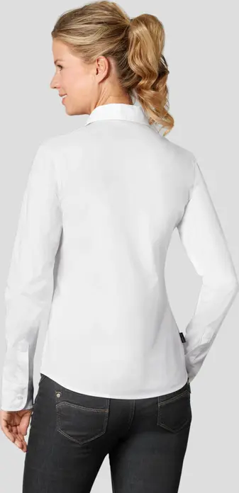 Jobeline Cecaria Women's Long Sleeve Blouse, Tailored Fit, Cotton Elastane, Classic Collar, Rounded Hem, Extra-Long Back, OEKO-TEX Certified