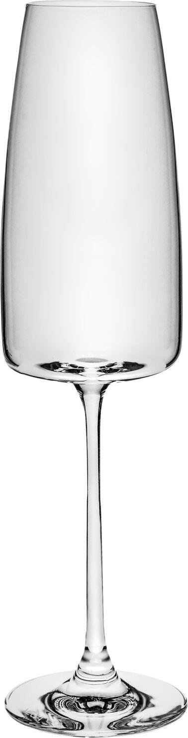 VEGA LUSINI Solutions GmbH Champagne glass Lotta with filling line Sektglas Lotta mit Eichstrich Champagne glass Lotta with filling line; 340 ml, 4.8x25 cm (ØxH); transparent; 0.1 l Filling line, 6 piece / pack Sektglas Lotta mit Eichstrich; 340 ml, 4.8x25 cm (ØxH); transparent; 0.1 l Eichstrich, 6 Stück / Pack The Lotta champagne glass with calibration mark made of high-quality crystal glass impresses with its purist design and contemporary design language. Unlike a wine glass, it has a slender, tall goblet that preserves the fine perlage of sparkling wine and champagne and retains the carbon dioxide for longer. The straight base and delicate stem are characteristic features that lend each glass an elegant lightness. Thanks to the perfect balance, Lotta sits comfortably in the hand and ensures a perfect drinking experience. With the practical calibration mark, the glass is ideal for everyday service and guarantees precise pouring with a stylish appearance. Dishwasher-safe and robust - for catering, hotels and events with high standards. Das Sektglas Lotta mit Eichstrich aus hochwertigem Kristallglas besticht durch sein puristisches Design und eine zeitgemäße Formensprache. Anders als ein Weinglas verfügt es über einen schlanken, hohen Kelch, der die feine Perlage von Sekt und Champagner bewahrt und die Kohlensäure länger hält. Charakteristisch sind der gerade Boden und der filigrane Stiel, die jedem Glas eine edle Leichtigkeit verleihen. Dank der ausgewogenen Balance liegt Lotta angenehm in der Hand und sorgt für ein perfektes Trinkgefühl. Mit dem praktischen Eichstrich ist das Glas ideal für den Servicealltag und gewährleistet präzises Einschenken bei gleichzeitig stilvollem Auftritt. Spülmaschinenfest und robust – für Gastronomie, Hotel und Events mit hohem Anspruch.