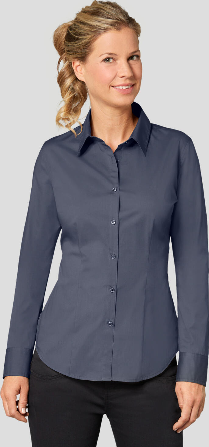 Jobeline Cecaria Women's Long Sleeve Blouse, Tailored Fit, Cotton Elastane Blend, Classic Collar, OEKO-TEX Standard 100 Certified