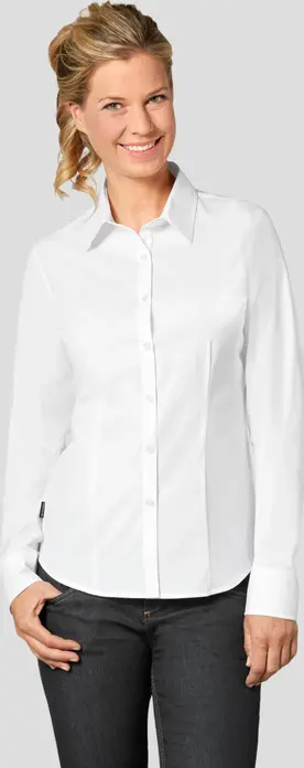 JOBELINE LUSINI Solutions GmbH Women's blouse Cecaria long sleeve Damen Bluse Cecaria Langarm Women's blouse Cecaria long sleeve; Size 38; white Damen Bluse Cecaria Langarm; Kleidergröße 38; weiß **In case of an intermediate size you should choose the next larger size. Otherwise choose your usual size **. 98 % cotton, 2 % elastane. 40°C wash. Elegant ladies' blouse with full-length button placket, classic collar and normal sleeve cuffs. With an extra-long back and rounded hem. Also available with long sleeves. Tailored cut. Back length: 64 cm for size 36. **Bei einer Zwischengröße sollten Sie die nächstgrößere Größe wählen. Ansonsten wählen Sie Ihre übliche Größe.** 98 % Baumwolle, 2 % Elasthan. 40°-Wäsche. Elegante Damenbluse mit durchgehender Knopfleiste, klassischem Kragen und normalen Ärmelmanschetten. Mit extra langer Rückenlänge und abgerundetem Saum. Erhältlich auch mit langem Ärmel. Tailliert geschnitten. Rückenlänge: 64 cm bei Gr. 36
