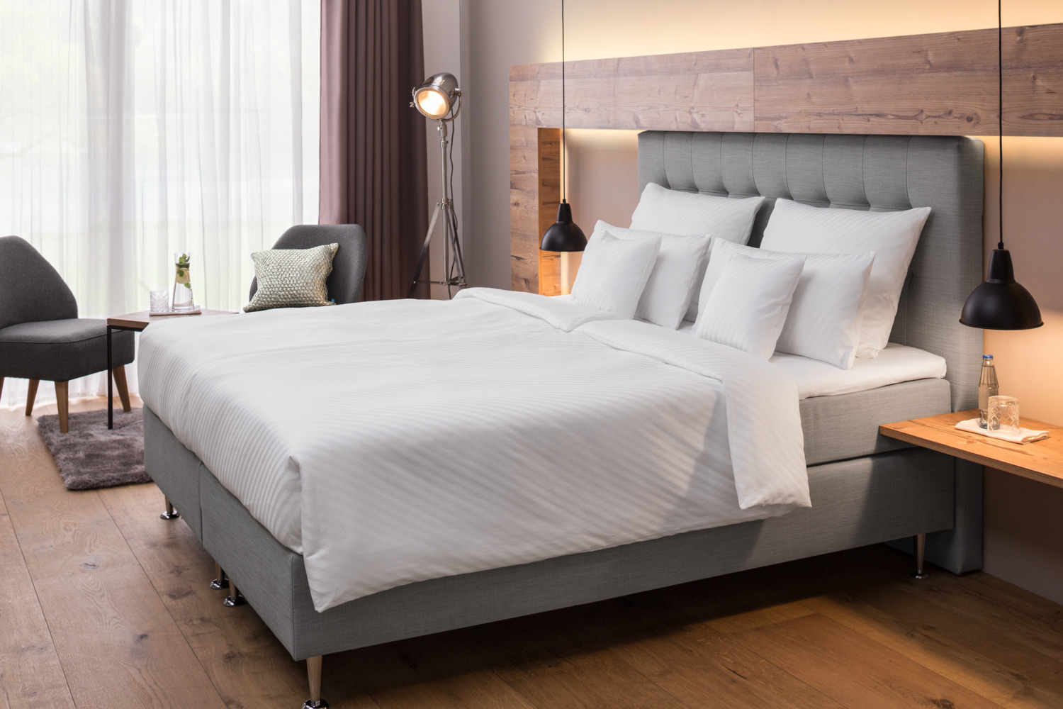 Комплект постельного белья Erwin M. Lusini Rimini, 100% хлопок дамаст, 220 TC, белый с диагональными полосами, размер пододеяльника 135x200 см, наволочка 80x80 см